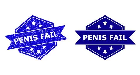 Hexagonal PENIS FAIL Stamp with Unclean Surface and Clean Variant Stockillustratie