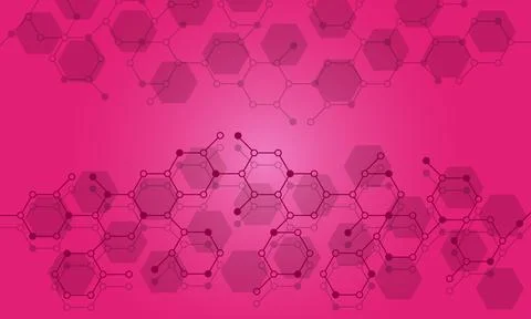 Hexagonal pink background with process flow chart Stock Illustration
