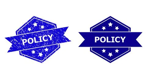 Hexagonal POLICY Watermark with Corroded Style and Clean Version Illustrazione stock