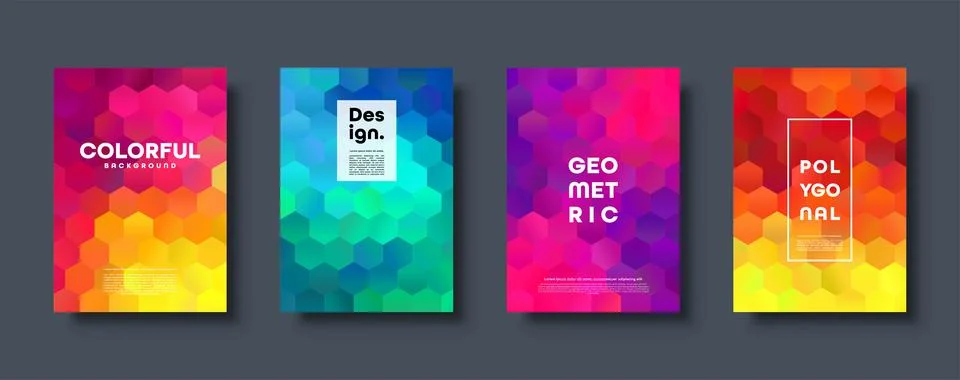 Hexagonal polygonal abstract background. Colorful triangle gradient design. Low 스톡 일러스트