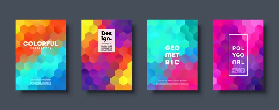 Hexagonal polygonal abstract background. Colorful triangle gradient design. Low Stock Illustration
