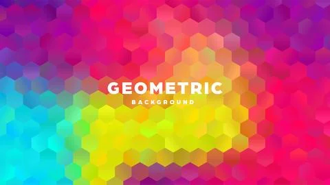 Hexagonal polygonal abstract background. Colorful triangle gradient design. Low Stock Illustration