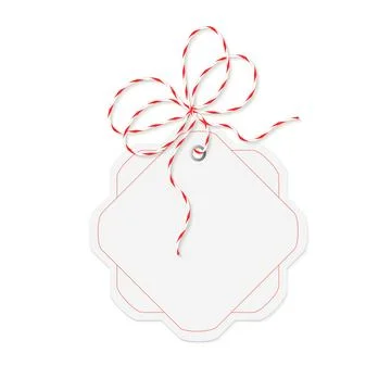 Hexagonal Price Tag with Red String Bow Stock Illustration