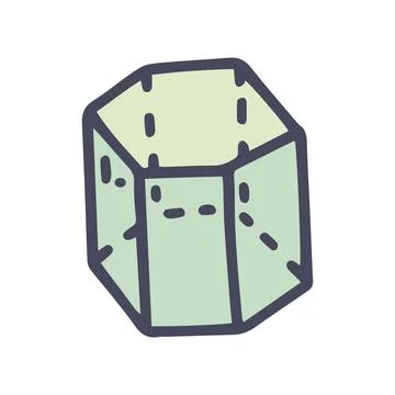 Hexagonal prism color vector doodle simple icon Illustrazione stock
