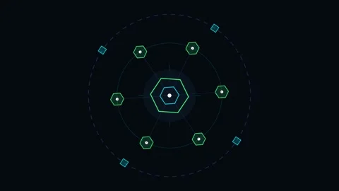 Hexagonal Processor Core and Cyber Physical System Network Stock Footage 341917054