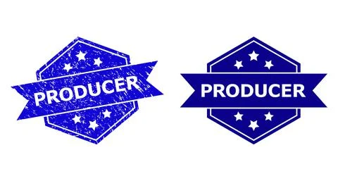 Hexagonal PRODUCER Seal with Corroded Texture and Clean Variant 스톡 일러스트