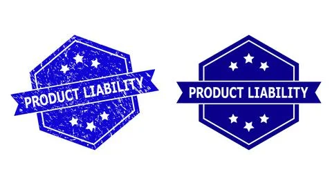 Hexagonal PRODUCT LIABILITY Seal with Distress Texture and Clean Version Stock Illustration