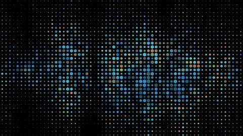 Hexagonal pulsating digital particles against dark background, technological Stock Footage 333802774
