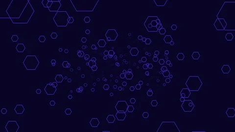Hexagonal purple floating on a blue background Stock-Footage 251945264