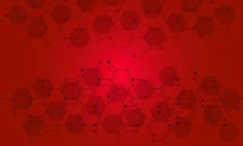 Hexagonal red background with process flow chart Stock Illustration