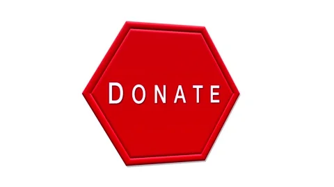 Hexagonal red button DONATION.  Donate Icon on the white background Stock Footage 147121731