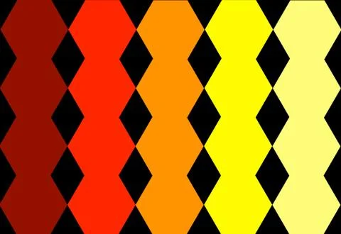 Hexagonal Red Orange Yellow Geometric Design in Black Background. Abstract Te Stock Illustration