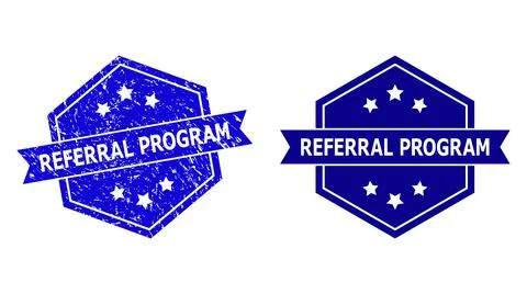 Hexagonal REFERRAL PROGRAM Stamp with Corroded Style and Clean Version イラスト素材