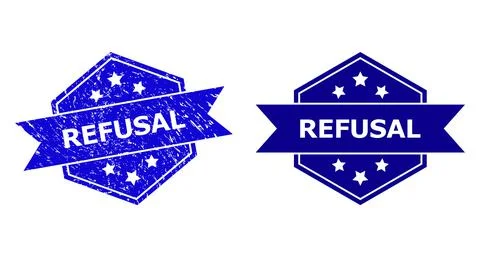 Hexagonal REFUSAL Stamp Seal with Distress Surface and Clean Variant Stock Illustration