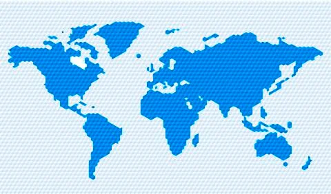 Hexagonal restricted world map image in blue tones. Stock Illustration