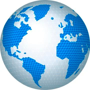 Hexagonal restricted world map image in blue tones. Stock Illustration