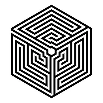 Hexagonal Roman labyrinth pattern with a single path Stock Illustration