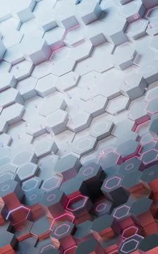 Hexagonal scientific and technological materials, 3d rendering. Stock Illustration