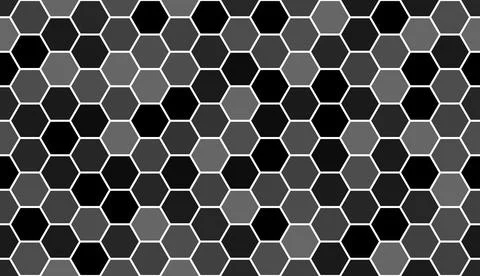 Hexagonal seamless black and white tiles texture. Hexagon kitchen tile pattern. Stock Illustration