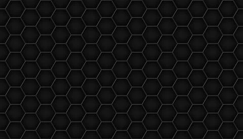 Hexagonal seamless black realistic tiles texture. Hexagon chrome tile pattern Stock Illustration