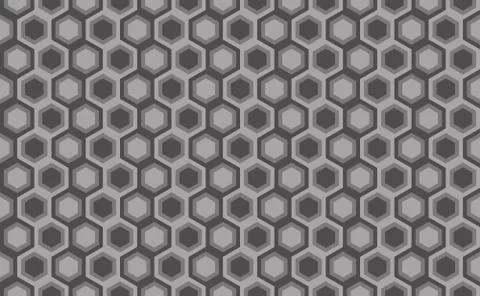 Hexagonal seamless pattern. Greyscale. Industrial texture, vector. Stock Illustration