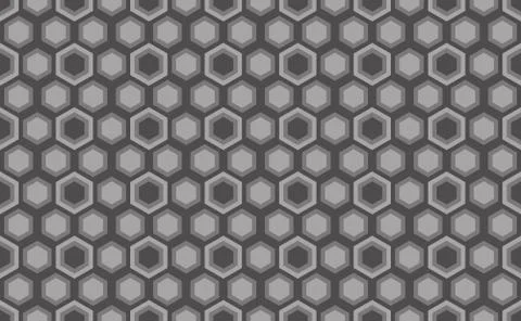 Hexagonal seamless pattern. Greyscale. Industrial texture, vector. Stock Illustration