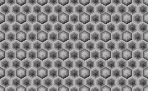 Hexagonal seamless pattern. Greyscale. Industrial texture, vector. Stock Illustration