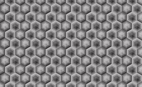 Hexagonal seamless pattern. Greyscale. Industrial texture, vector. Stock-Illustration