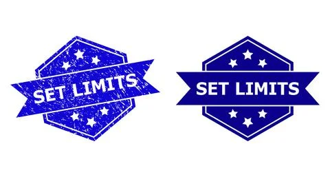 Hexagonal SET LIMITS Seal with Corroded Style and Clean Variant Ilustración de archivo