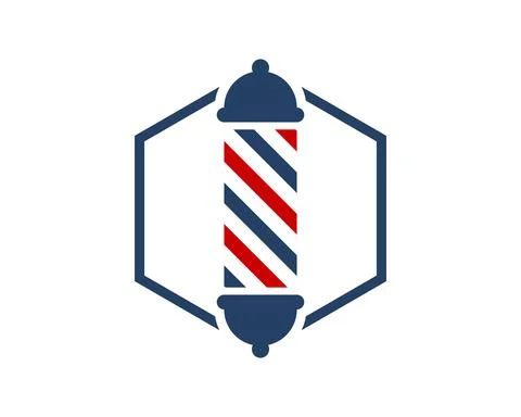 Hexagonal shape with barbershop icon inside Stock Illustration