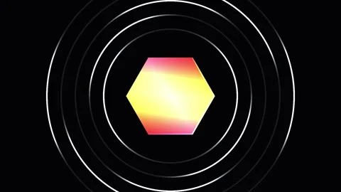 Hexagonal shape pulsing with warm light during a cosmic journey against a d.. Stock Footage 343419860