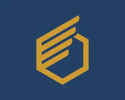 Hexagonal shape with simple spread wings Illustrazione stock