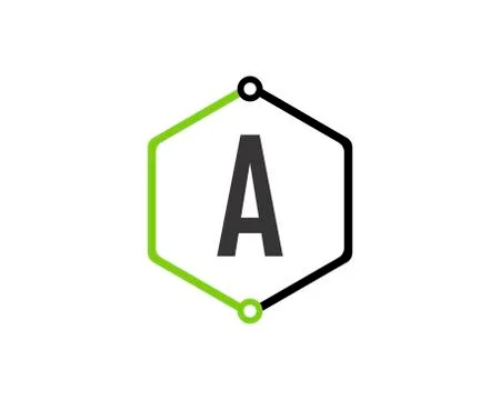 Hexagonal shape technology with A letter initial Stock Illustration