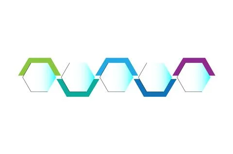 Hexagonal shapes connect in a smooth line. Stock Illustration