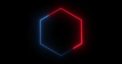 Hexagonal shapes frame abstract composition features glowing neon lines forming 스톡 동영상 337246023