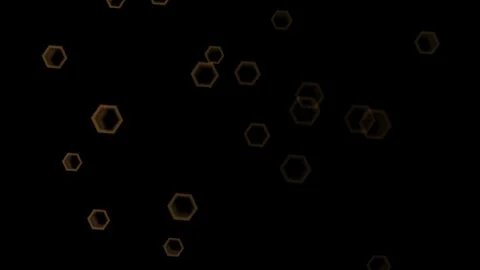 Hexagonal shapes move in dark background with golden glow Stock Footage 338393708