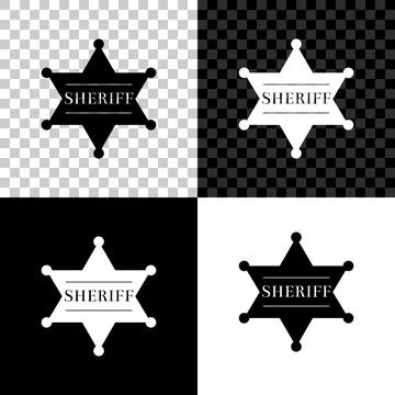 Hexagonal sheriff star icon isolated on black, white and transparent background 스톡 일러스트