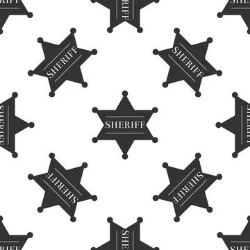 Hexagonal sheriff star icon seamless pattern on white background. Sheriff badge Stockillustratie