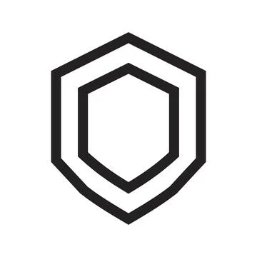 Hexagonal shield secure protection geometric vector outline icon. Ilustración de archivo
