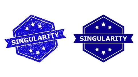 Hexagonal SINGULARITY Watermark with Rubber Style and Clean Variant Stock Illustration