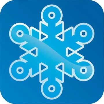 Hexagonal snowflake icon in blue with background. Stock Illustration