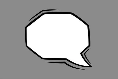 Hexagonal speech bubble in comic style. Hex speech bubble isolated in grey Stock Illustration