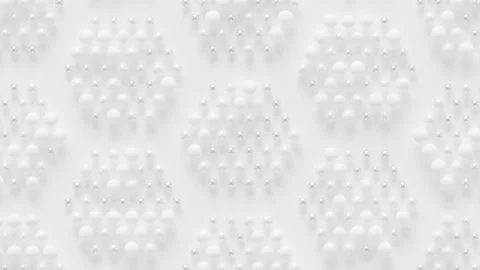 Hexagonal Spheres Array Loop 1 Silver x White Stock Footage 147096192