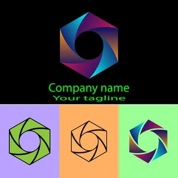 Hexagonal Spiral with Gradient Triangles Stock Illustration