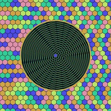 Hexagonal spiral pattern with vibrant geometric background Stock Illustration