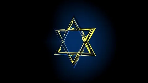 The hexagonal star of David shines and rotates. The symbol of the Jews Stock-Footage 117169237