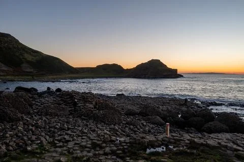 Hexagonal Steps at Sunset, Giant's Causeway Stock Photos