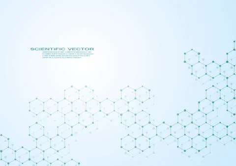 Hexagonal structure molecule dna of neurons system, genetic and chemical Stock Illustration
