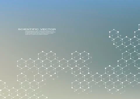 Hexagonal structure molecule dna of neurons system, genetic and chemical Stock Illustration