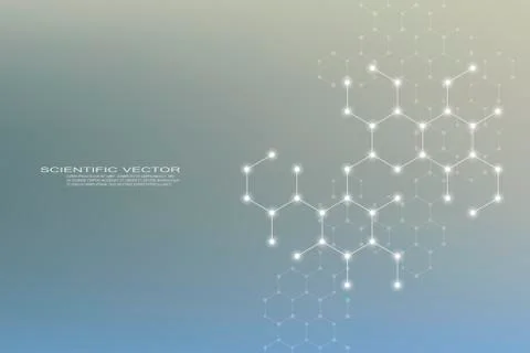 Hexagonal structure molecule dna of neurons system, genetic and chemical Stock Illustration